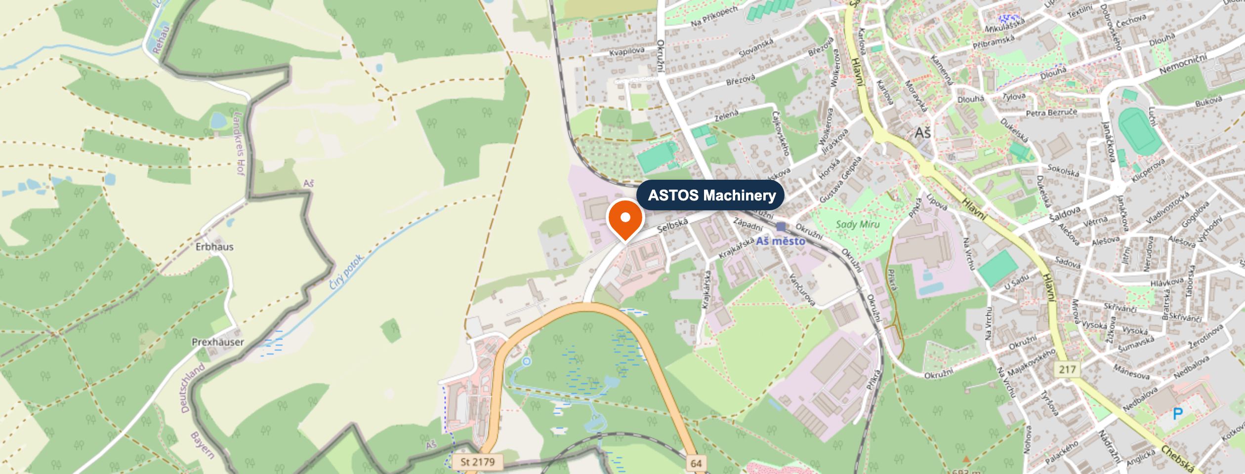 Mapa — ASTOS Machinery, Selbská 2746/18, Aš
