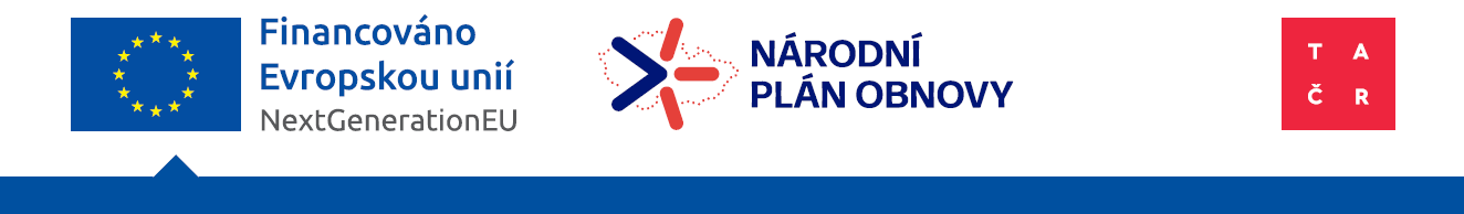 Logo Financováno Evropskou unií NextGenerationEU, Národní plán obnovy a Technologická agentura ČR